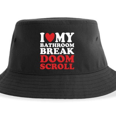 I Heart My Bathroom Break Doom Scroll Sustainable Bucket Hat