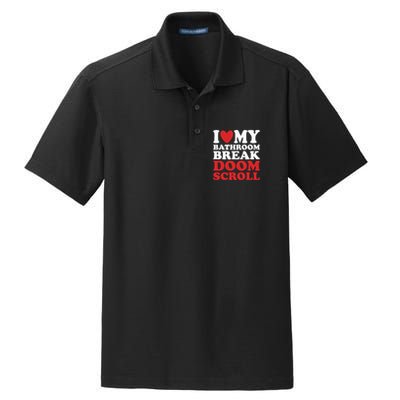 I Heart My Bathroom Break Doom Scroll Dry Zone Grid Polo