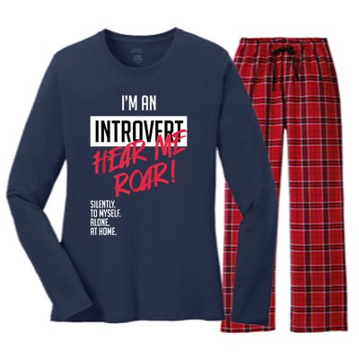 Introvert Hear Me Roar Silently Introverted Women's Long Sleeve Flannel Pajama Set 