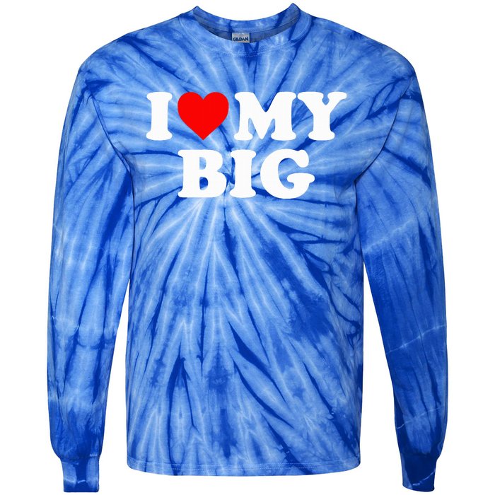 I Heart My Big Love Matching Little Big Sorority  Tie-Dye Long Sleeve Shirt