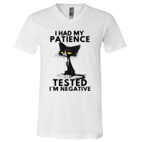 I Had My Patience Tested IM Negative Funny Black Cat V-Neck T-Shirt