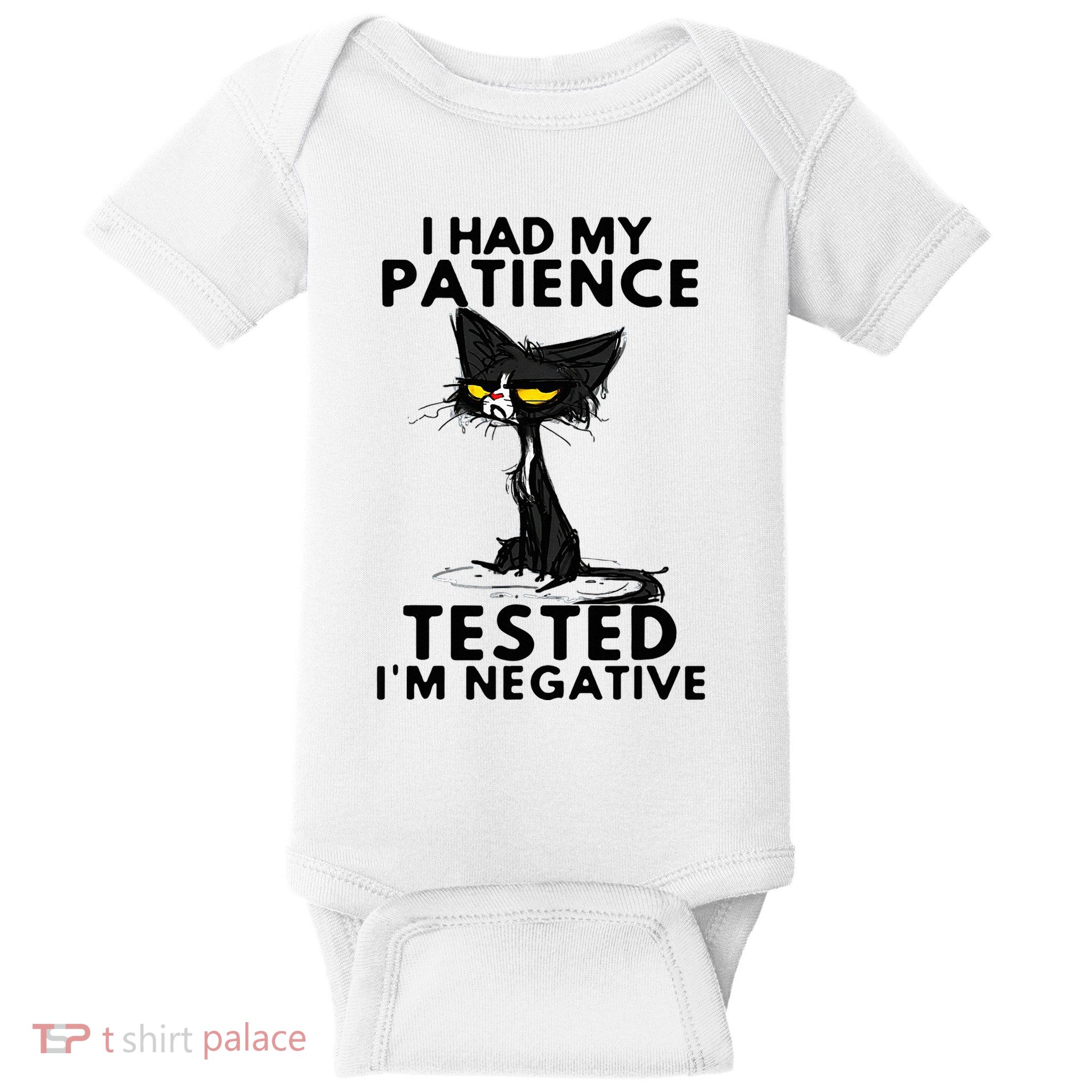 I Had My Patience Tested IM Negative Funny Black Cat Baby Bodysuit