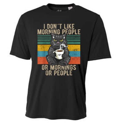 I Hate Morning People And Mornings And People Coffee Cat Cooling Performance Crew T-Shirt