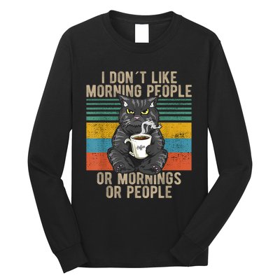 I Hate Morning People And Mornings And People Coffee Cat Long Sleeve Shirt