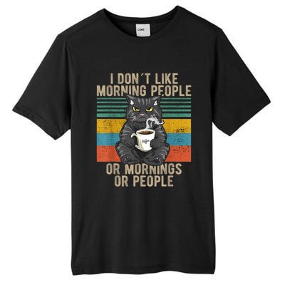 I Hate Morning People And Mornings And People Coffee Cat Tall Fusion ChromaSoft Performance T-Shirt