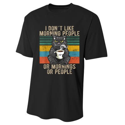 I Hate Morning People And Mornings And People Coffee Cat Performance Sprint T-Shirt