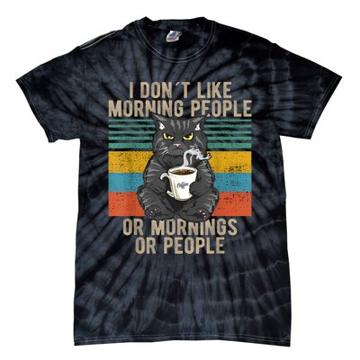 I Hate Morning People And Mornings And People Coffee Cat Tie-Dye T-Shirt