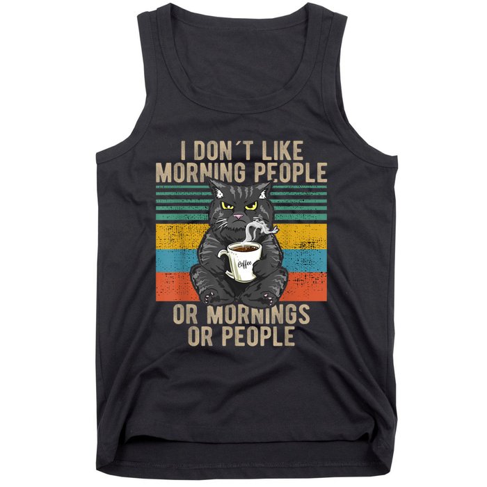 I Hate Morning People And Mornings And People Coffee Cat Tank Top