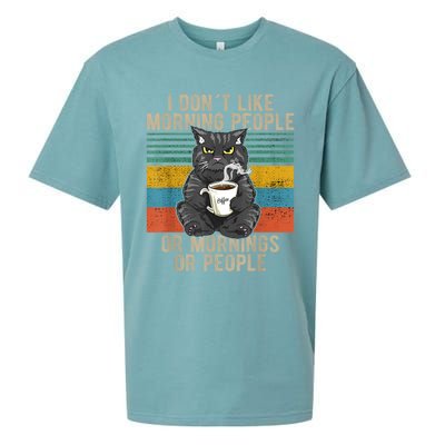 I Hate Morning People And Mornings And People Coffee Cat Sueded Cloud Jersey T-Shirt