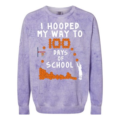 I Hooped My Way 100 Days Of School Basketball Colorblast Crewneck Sweatshirt