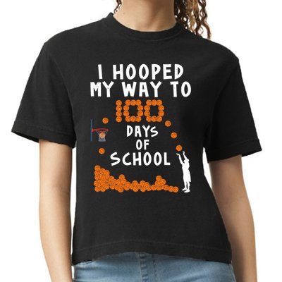I Hooped My Way 100 Days Of School Basketball Comfort Colors Boxy T-Shirt