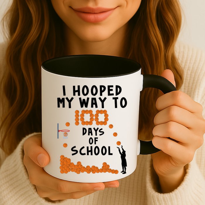 I Hooped My Way 100 Days Of School Basketball Mug