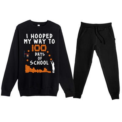 I Hooped My Way 100 Days Of School Basketball Premium Crewneck Sweatsuit Set