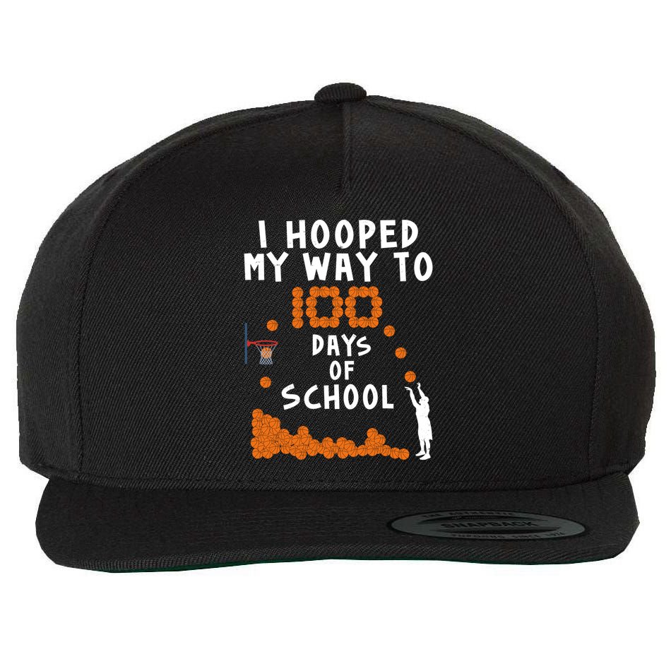 I Hooped My Way 100 Days Of School Basketball Wool Snapback Cap
