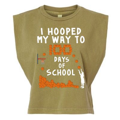 I Hooped My Way 100 Days Of School Basketball Garment-Dyed Women's Muscle Tee