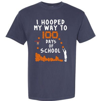 I Hooped My Way 100 Days Of School Basketball Garment-Dyed Heavyweight T-Shirt