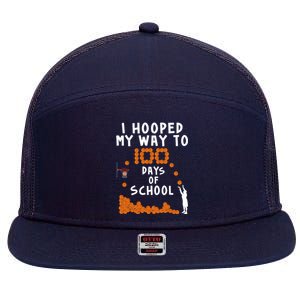 I Hooped My Way 100 Days Of School Basketball 7 Panel Mesh Trucker Snapback Hat