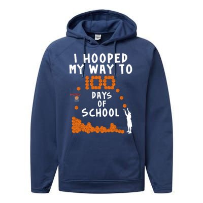 I Hooped My Way 100 Days Of School Basketball Performance Fleece Hoodie