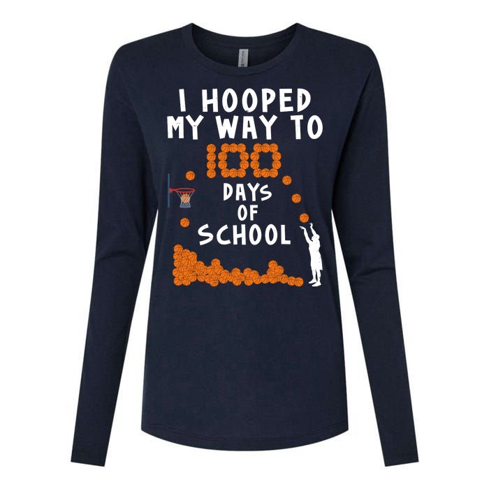 I Hooped My Way 100 Days Of School Basketball Womens Cotton Relaxed Long Sleeve T-Shirt