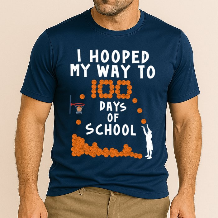 I Hooped My Way 100 Days Of School Basketball Cooling Performance Crew T-Shirt