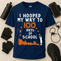 I Hooped My Way 100 Days Of School Basketball Cooling Performance Crew T-Shirt