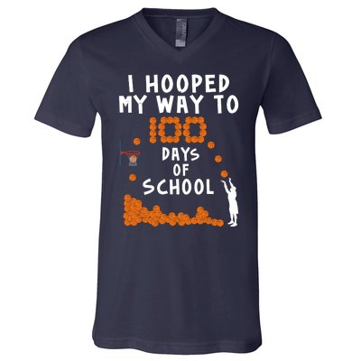 I Hooped My Way 100 Days Of School Basketball V-Neck T-Shirt