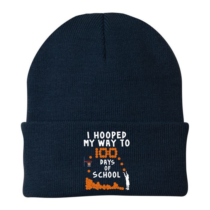 I Hooped My Way 100 Days Of School Basketball Knit Cap Winter Beanie