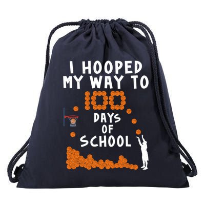 I Hooped My Way 100 Days Of School Basketball Drawstring Bag
