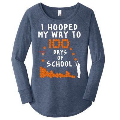 I Hooped My Way 100 Days Of School Basketball Women's Perfect Tri Tunic Long Sleeve Shirt