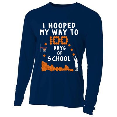 I Hooped My Way 100 Days Of School Basketball Cooling Performance Long Sleeve Crew