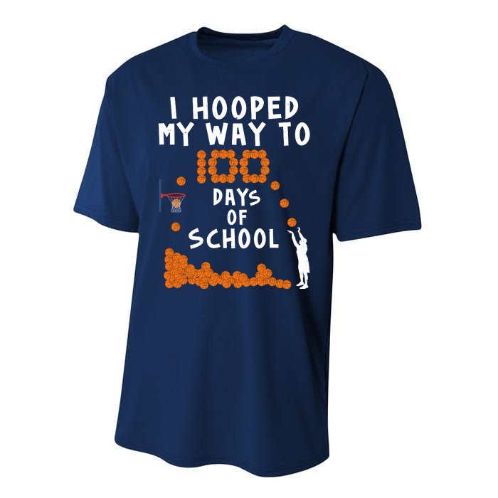 I Hooped My Way 100 Days Of School Basketball Performance Sprint T-Shirt