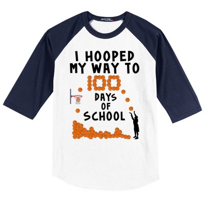 I Hooped My Way 100 Days Of School Basketball Baseball Sleeve Shirt