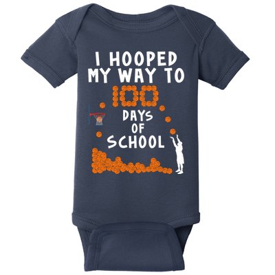 I Hooped My Way 100 Days Of School Basketball Baby Bodysuit