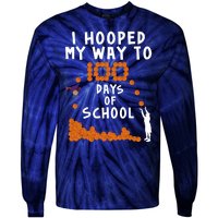 I Hooped My Way 100 Days Of School Basketball Tie-Dye Long Sleeve Shirt