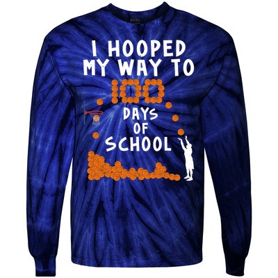 I Hooped My Way 100 Days Of School Basketball Tie-Dye Long Sleeve Shirt