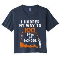 I Hooped My Way 100 Days Of School Basketball Women's Crop Top Tee
