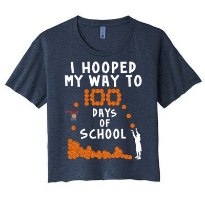 I Hooped My Way 100 Days Of School Basketball Women's Crop Top Tee