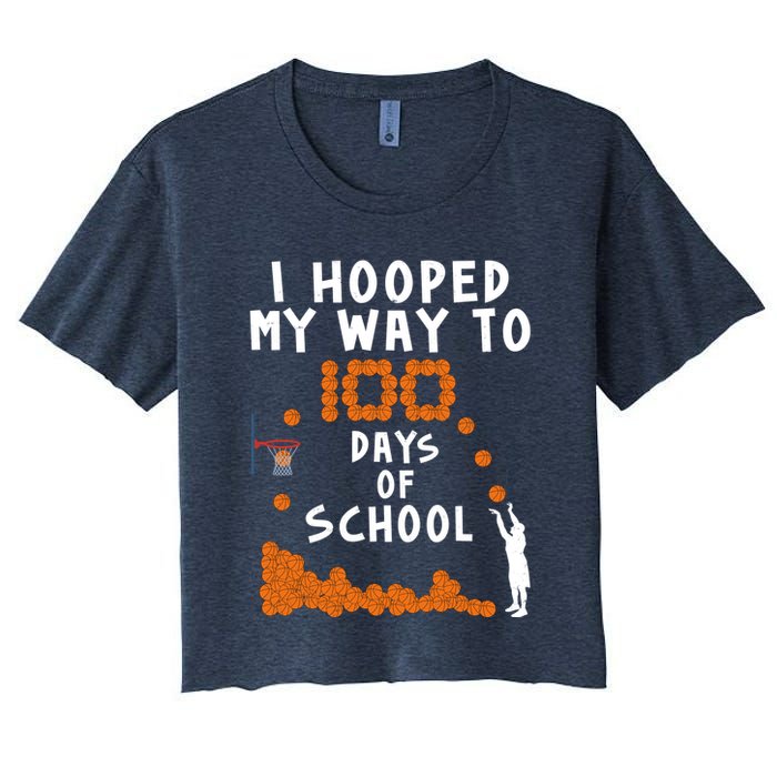 I Hooped My Way 100 Days Of School Basketball Women's Crop Top Tee
