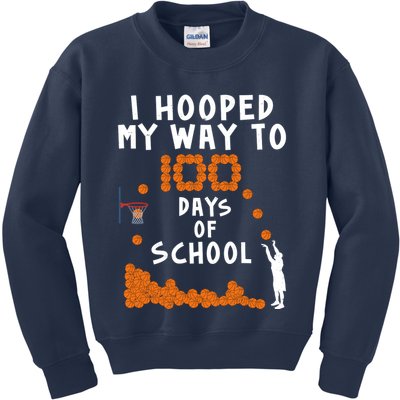 I Hooped My Way 100 Days Of School Basketball Kids Sweatshirt