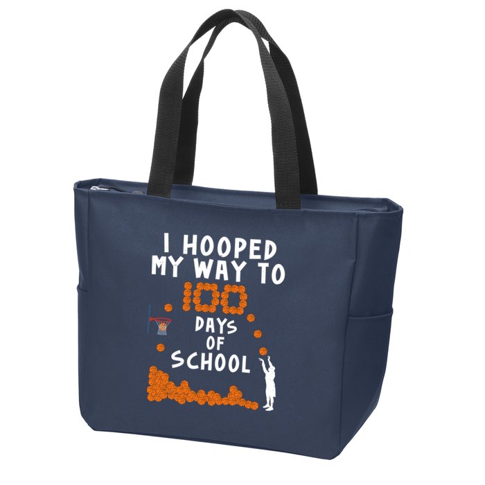 I Hooped My Way 100 Days Of School Basketball Zip Tote Bag