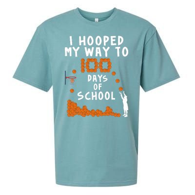 I Hooped My Way 100 Days Of School Basketball Sueded Cloud Jersey T-Shirt