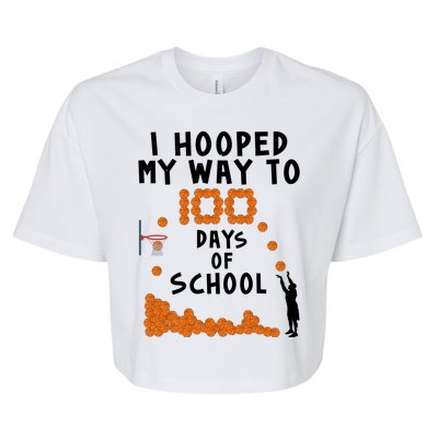 I Hooped My Way 100 Days Of School Basketball Bella+Canvas Jersey Crop Tee