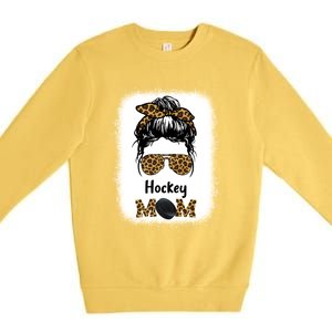 Ice Hockey Mom Mama Leopard Cheetah Print Hockey Cute Gift Premium Crewneck Sweatshirt