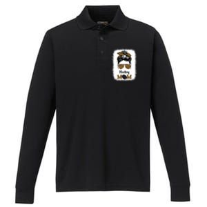 Ice Hockey Mom Mama Leopard Cheetah Print Hockey Cute Gift Performance Long Sleeve Polo