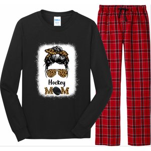 Ice Hockey Mom Mama Leopard Cheetah Print Hockey Cute Gift Long Sleeve Pajama Set