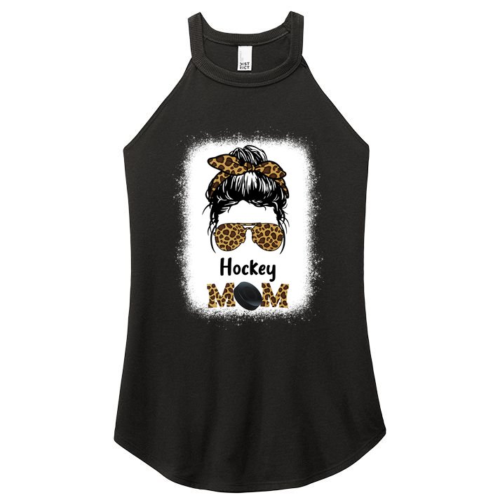 Ice Hockey Mom Mama Leopard Cheetah Print Hockey Cute Gift Women's Perfect Tri Rocker Tank