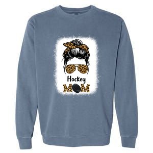 Ice Hockey Mom Mama Leopard Cheetah Print Hockey Cute Gift Garment-Dyed Sweatshirt