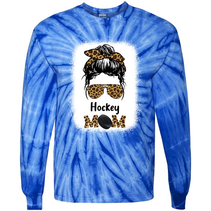 Ice Hockey Mom Mama Leopard Cheetah Print Hockey Cute Gift Tie-Dye Long Sleeve Shirt