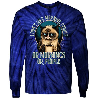 I Hate Morning People And Mornings And People Coffee Cat Tie-Dye Long Sleeve Shirt