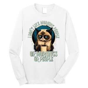 I Hate Morning People And Mornings And People Coffee Cat Long Sleeve Shirt